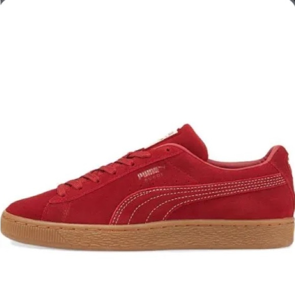 Puma Women’s Intense Red Suede Sneakers with Gum Sole Sz 8